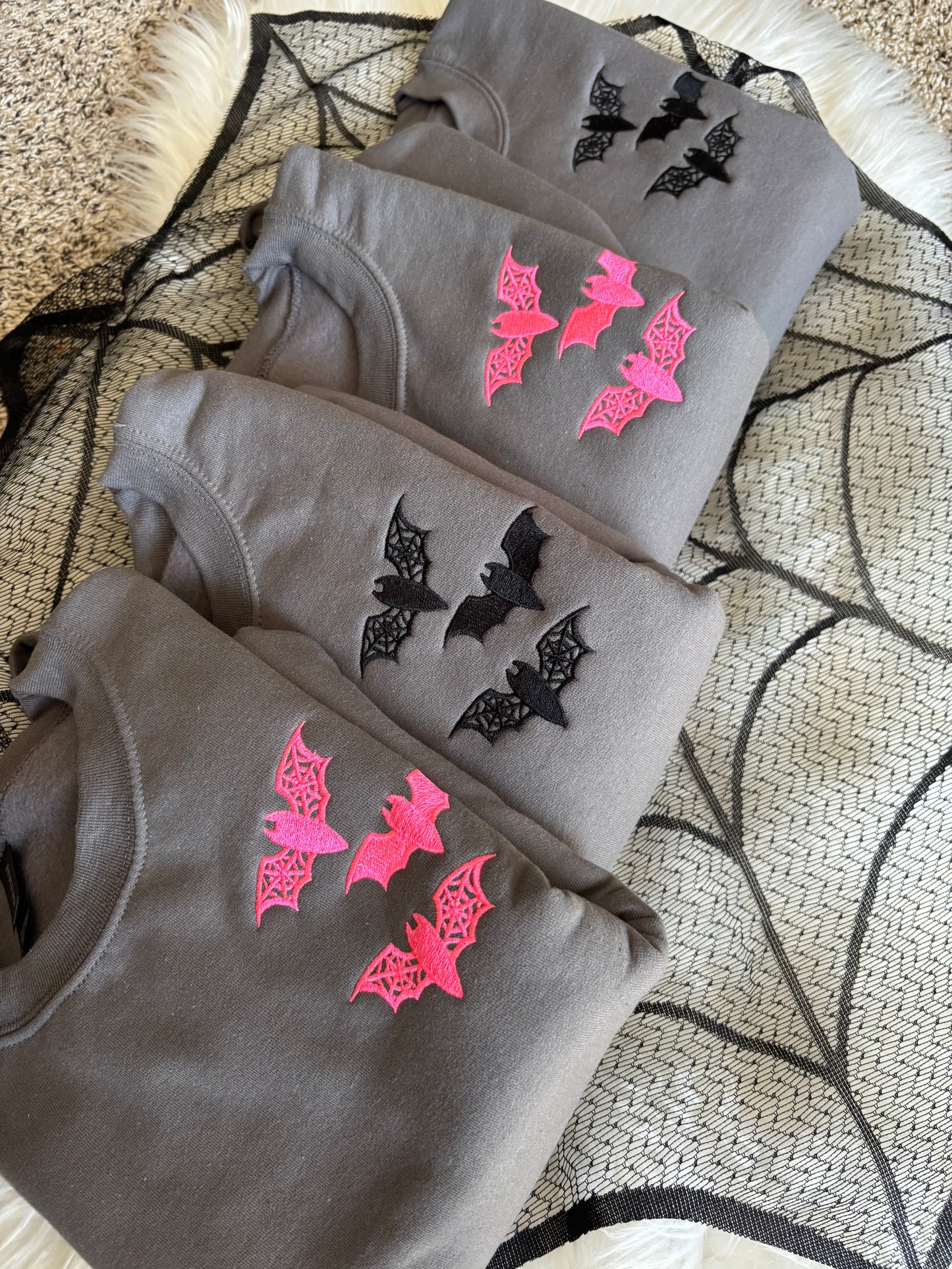 BAT EMBROIDERED CREWNECKS