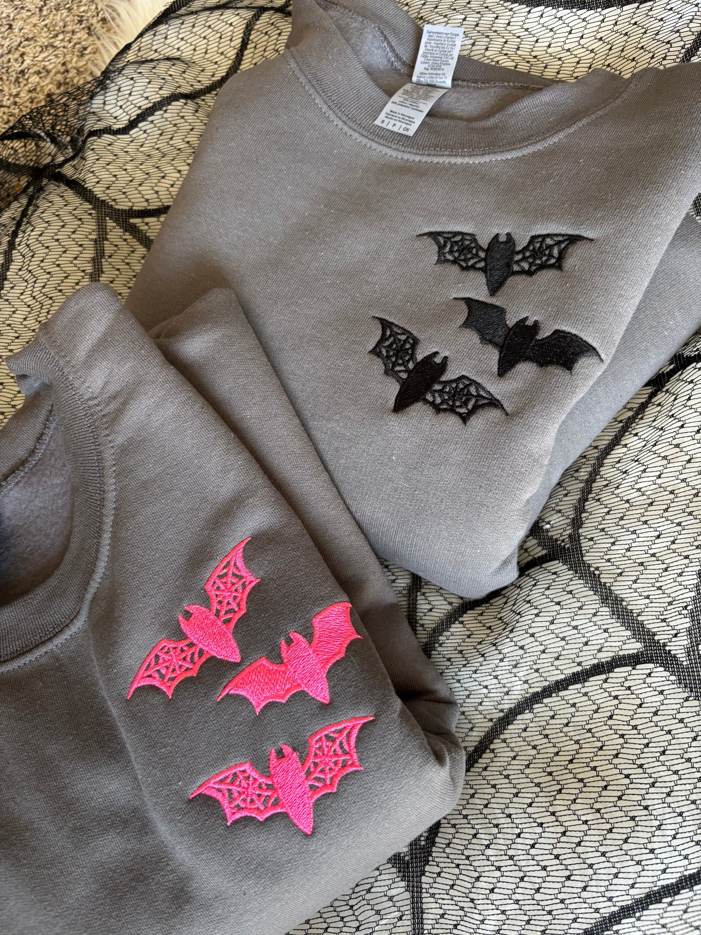 BAT EMBROIDERED CREWNECKS
