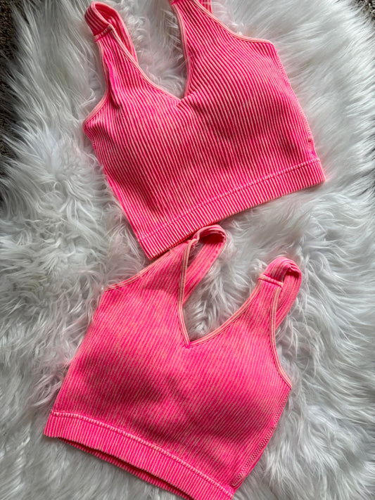 ZENANA RIBBED PADDED SPORTS BRA