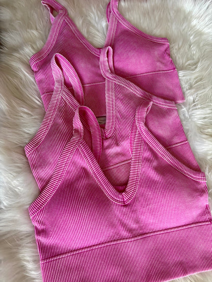 ZENANA PADDED RIBBED SPORTS BRA