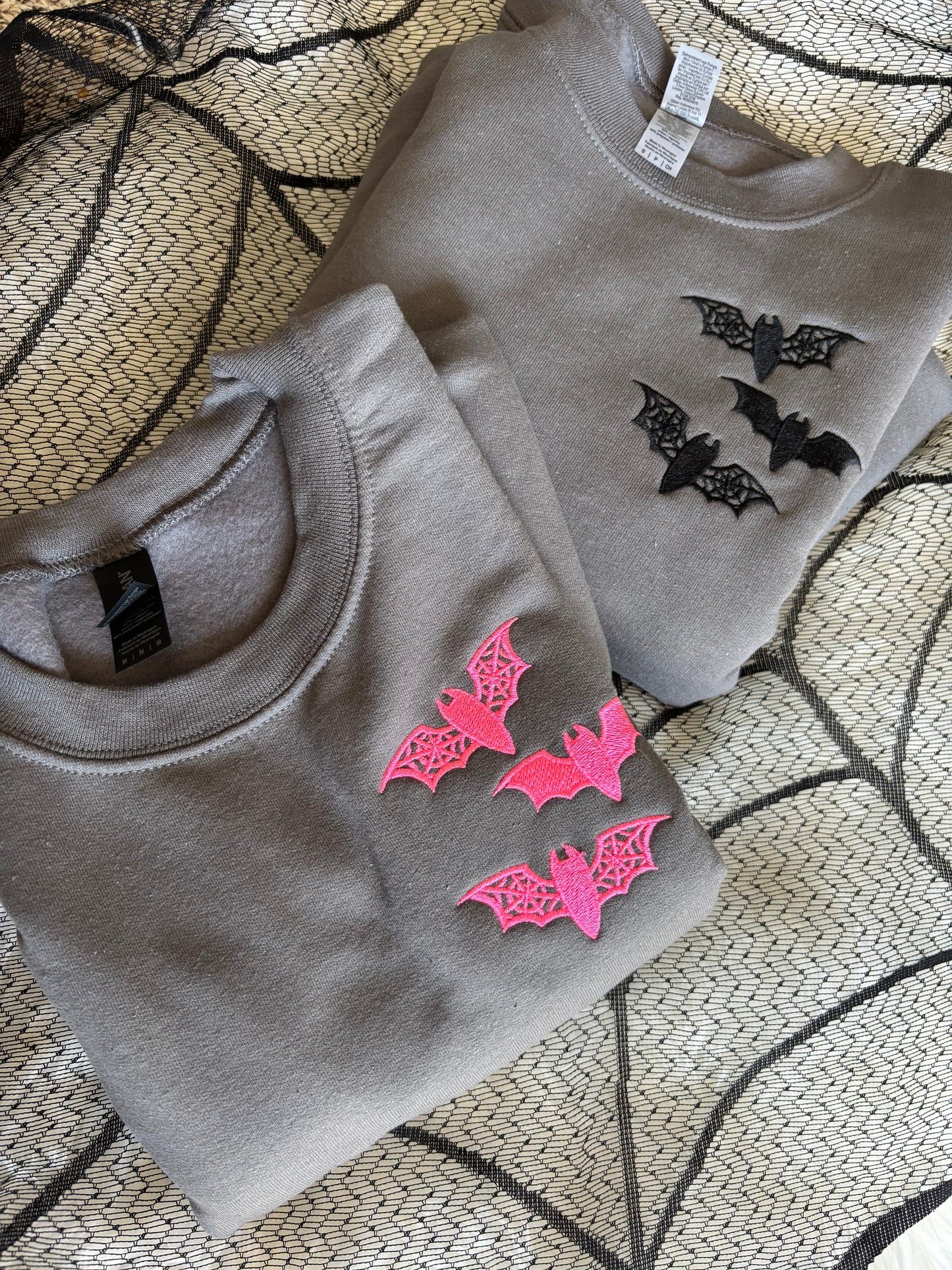 BAT EMBROIDERED CREWNECKS