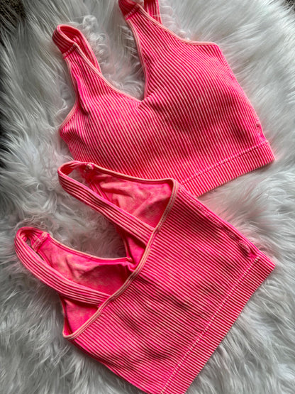 ZENANA RIBBED PADDED SPORTS BRA