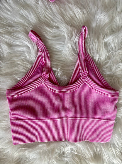 ZENANA PADDED RIBBED SPORTS BRA