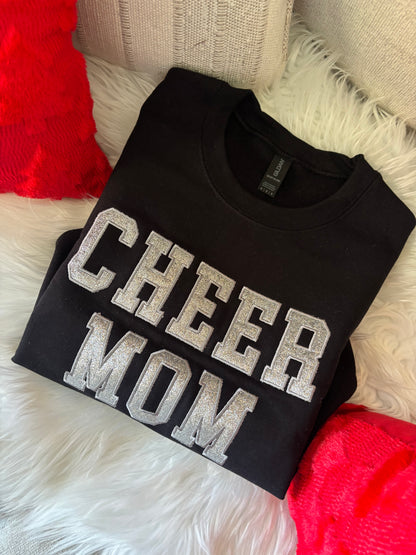 CHEER MOM EMBROIDERED GLITTER CREWNECK